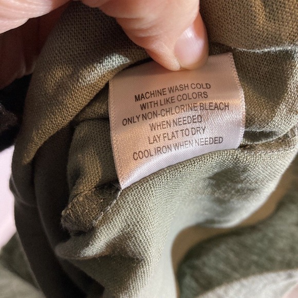 ModCloth Women’s 14 Green Linen Blend Faux Wrap‎ Mini Skirt Button Front - Picture 6 of 6